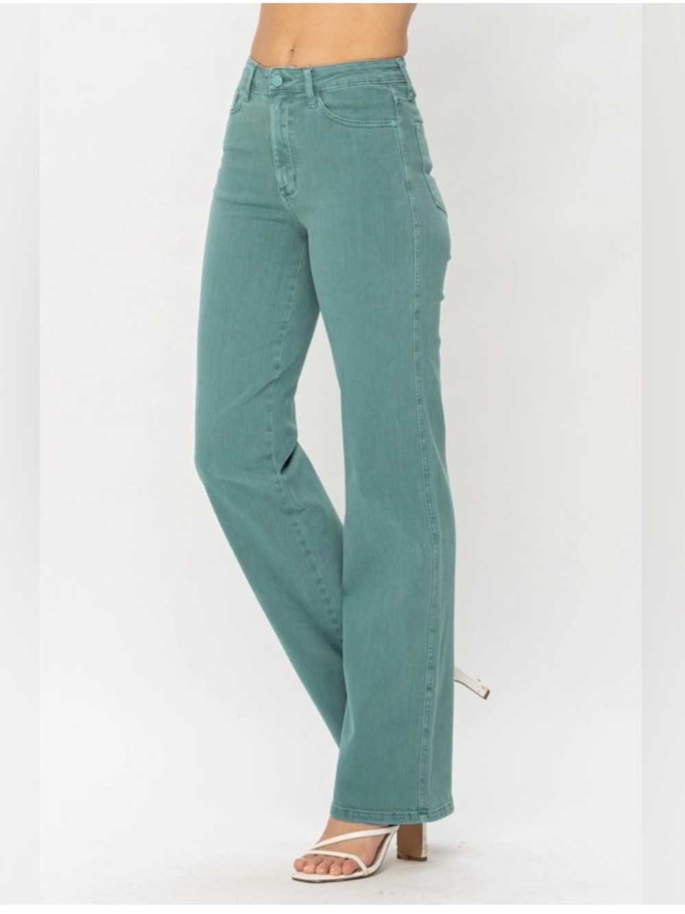Judy Blue Jeans 11/30 High Waist Sea Green Straight Style Jb88621 Pants - Picture 2 of 7